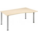 Schreibtisch rechts Ahorn/weißalu 4-Fuß Flex, BxT: 1800x800/1000mm