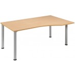 Schreibtisch rechts Buche/weißalu 4-Fuß Flex, BxT: 1800x800/1000mm