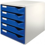 Ablagebox lgrau/blau 5 Schübe geschlossen, stapelbar,