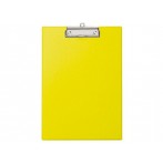 Schreibplatte A4hoch gelb mit Folienüberzug Klemmweite 8mm