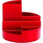 Rundbox rot 6 Fächer m. Brief- und Zettelfach Ø 14cm, Höhe 12,5cm
