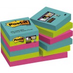 Post-it Super Sticky Notes 48x48mm, Miami Collection, türkis, neongrün,
