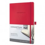 Notizbuch Conceptum, 80g, Softcover red, kariert, Stiftschlaufe