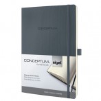 Notizbuch Conceptum, 80g, Softcover dark grey, kariert, Stiftschlaufe