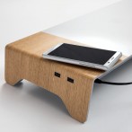Monitorstand smartstyle Wireles Charging + USB, Holz/Metall Optik,