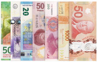 Geldscheine verschiedener Währungen